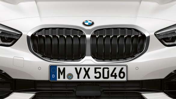 BMW 1er Doppelniere. Doppelniere des BMW 1er Modells Sport Line in Mineralweiß metallic.