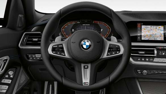 Variable Sportlenkung Cockpit BMW M340i xDrive Limousine G20 2020 Variable Sportlenkung BMW M340i xDrive Limousine G20 2020 Saphirschwarz metallic Cockpit Innenraum