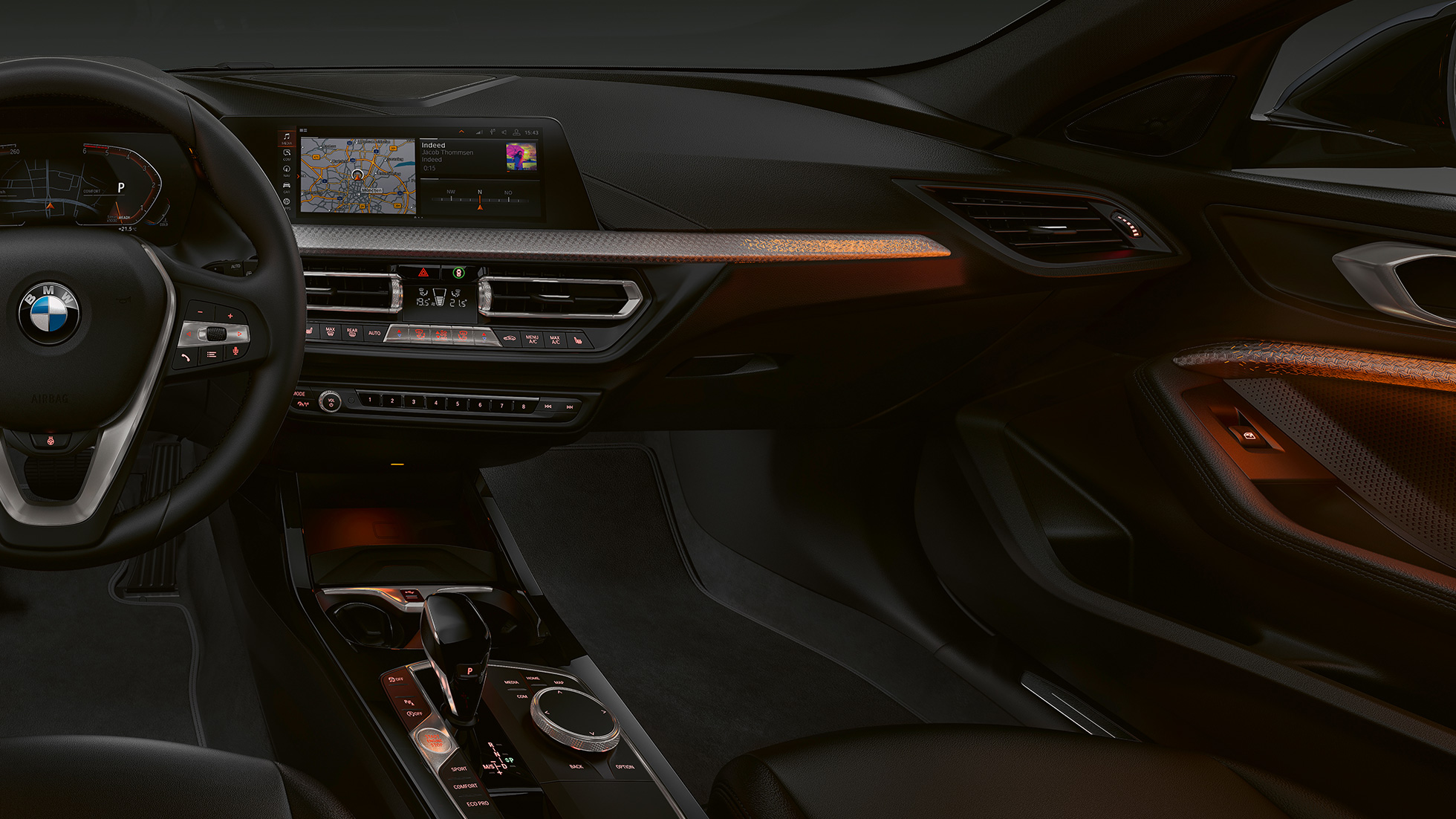 Interieurleisten 'Illuminated Nizza'. BMW 1er Modell Luxury Line, Interieurleisten 'Illuminated Nizza'.