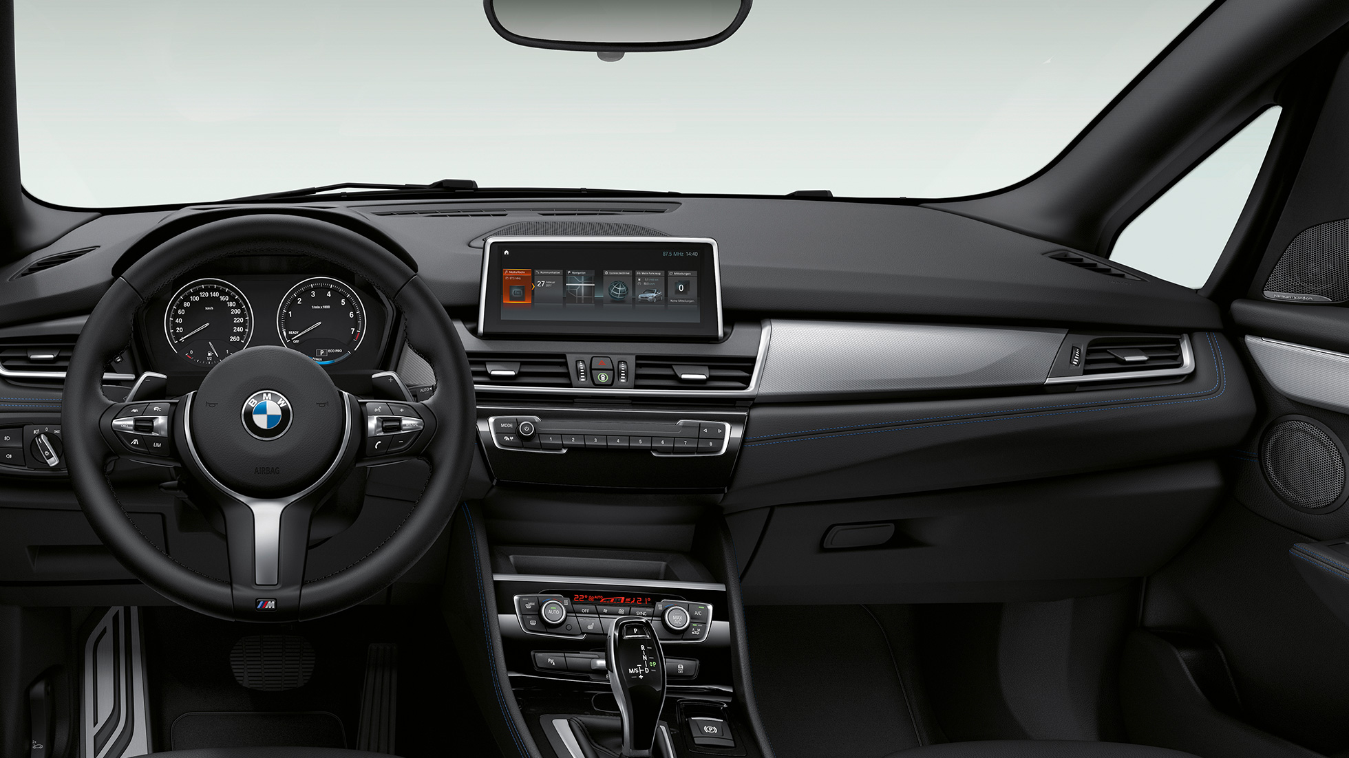 Cockpit BMW 2er Active Tourer Modell M Sport Cockpit BMW 2er Active Tourer 220d xDrive Modell M Sport F45 2018 Innenraum