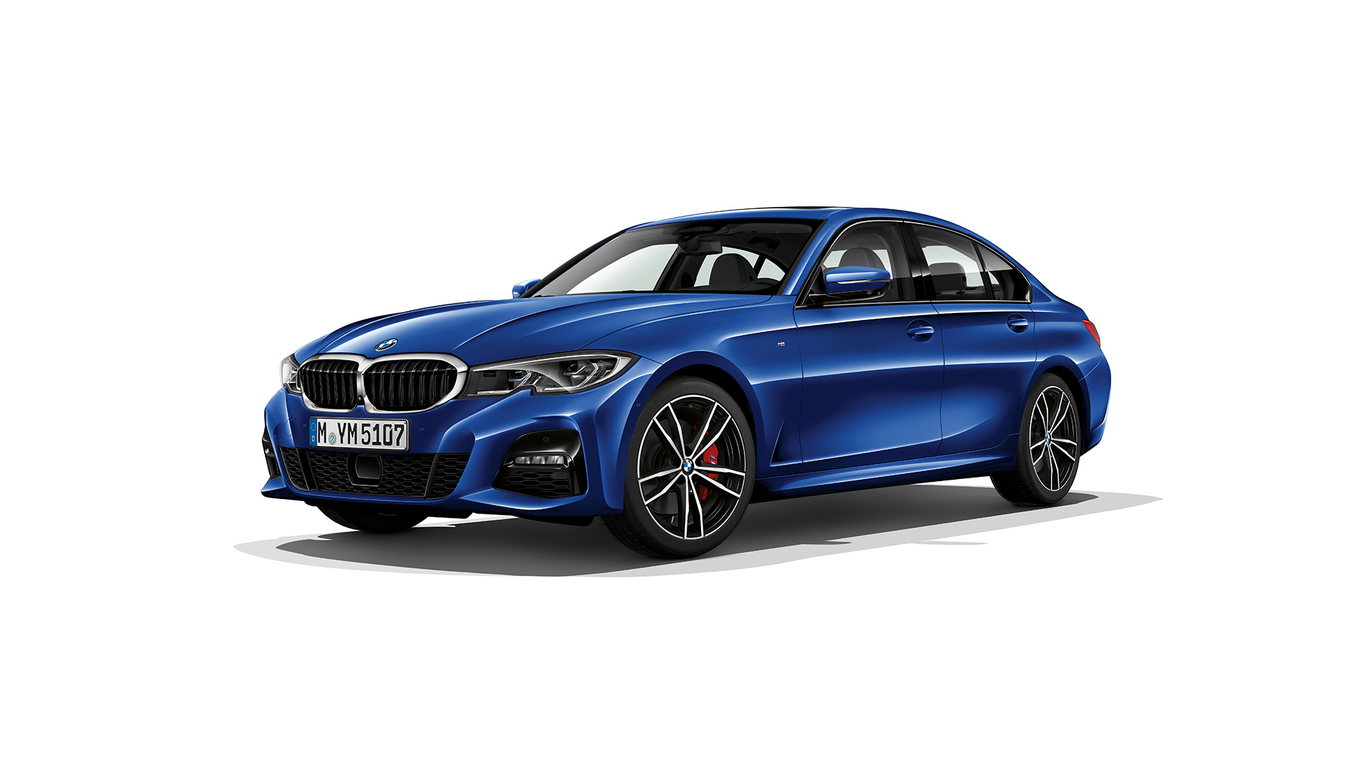BMW 3er Limousine, Modell M Sport. Seitliche Standaufnahme der BMW 3er Limousine als Modell M Sport.