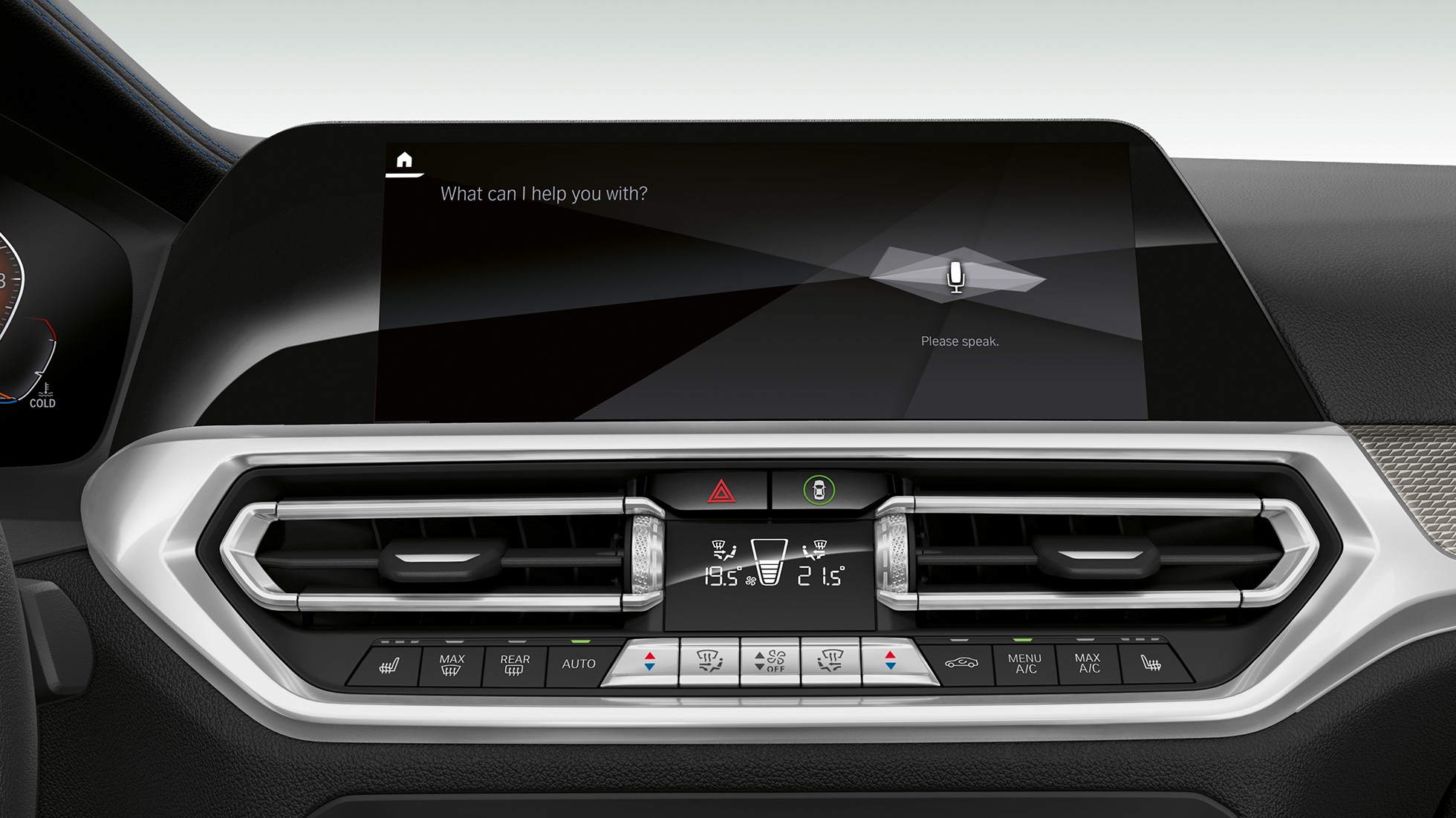BMW 3er Limousine, BMW Intelligent Personal Assistant. Nahaufnahme des Cockpit Displays der BMW 3er Limousine mit BMW Intelligent Personal Assistant.