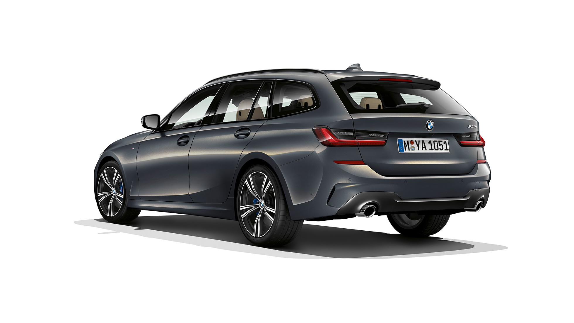 Modell M Sport Dreiviertel-Heckaufnahme BMW 3er Touring, Modell M Sport Dreiviertel-Heckaufnahme