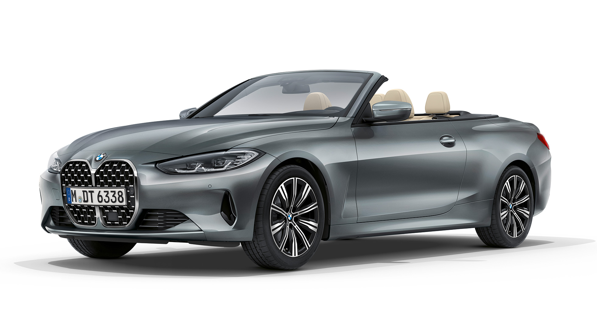 BMW 4er Cabrio Basisausstattung G23 2020 Dreiviertel-Frontansicht BMW 4er Cabrio G23 2020 Basisausstattung Sanremo Green metallic Dreiviertel-Frontansicht