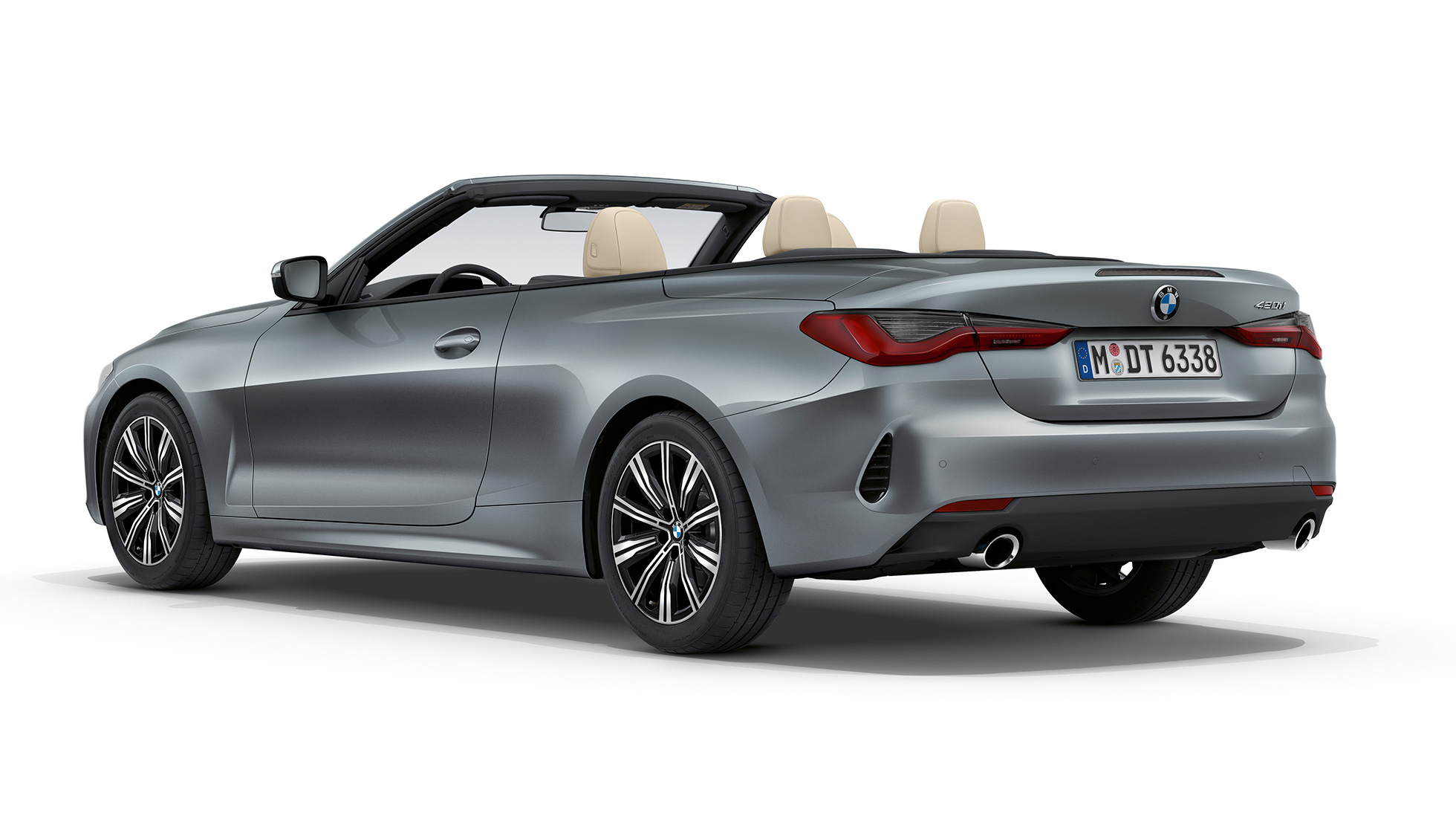 Heck BMW 4er Cabrio Basisausstattung G23 2020 BMW 4er Cabrio G23 2020 Basisausstattung Sanremo Green metallic Dreiviertel-Heckansicht