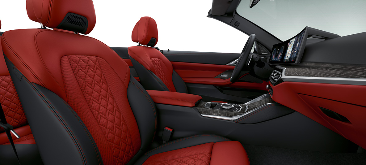 BMW Individual Volllederausstattung 'Merino' Fionarot/Schwarz BMW 4er Cabrio Individual 2020 G23 Innenraum BMW Individual Volllederausstattung 'Merino' Fionarot/Schwarz BMW 4er Cabrio Individual G23 2020 Innenraum Cockpit