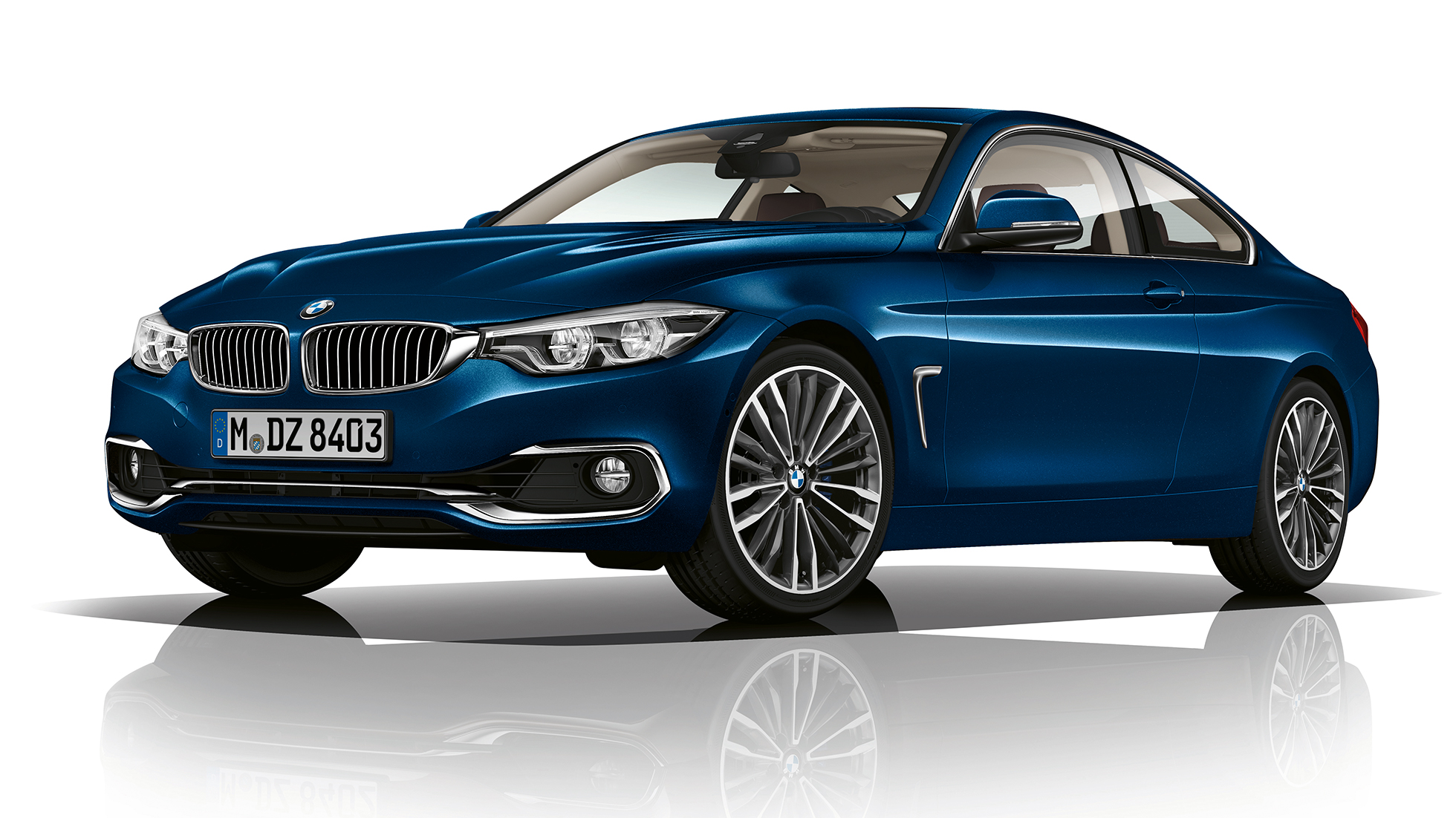 BMW 4er Coupé, Modell Luxury Line Dreiviertel Frontschuss LichtpaketBMW 4er Coupé, Modell Luxury Line Dreiviertel Frontschuss