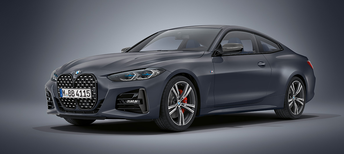 BMW Individual Frozen Deep Grey metallic BMW 4er Coupé G22 2020 BMW 4er Coupé Individual Frozen Deep Grey metallic G22 2020 Dreiviertel-Frontansicht stehend