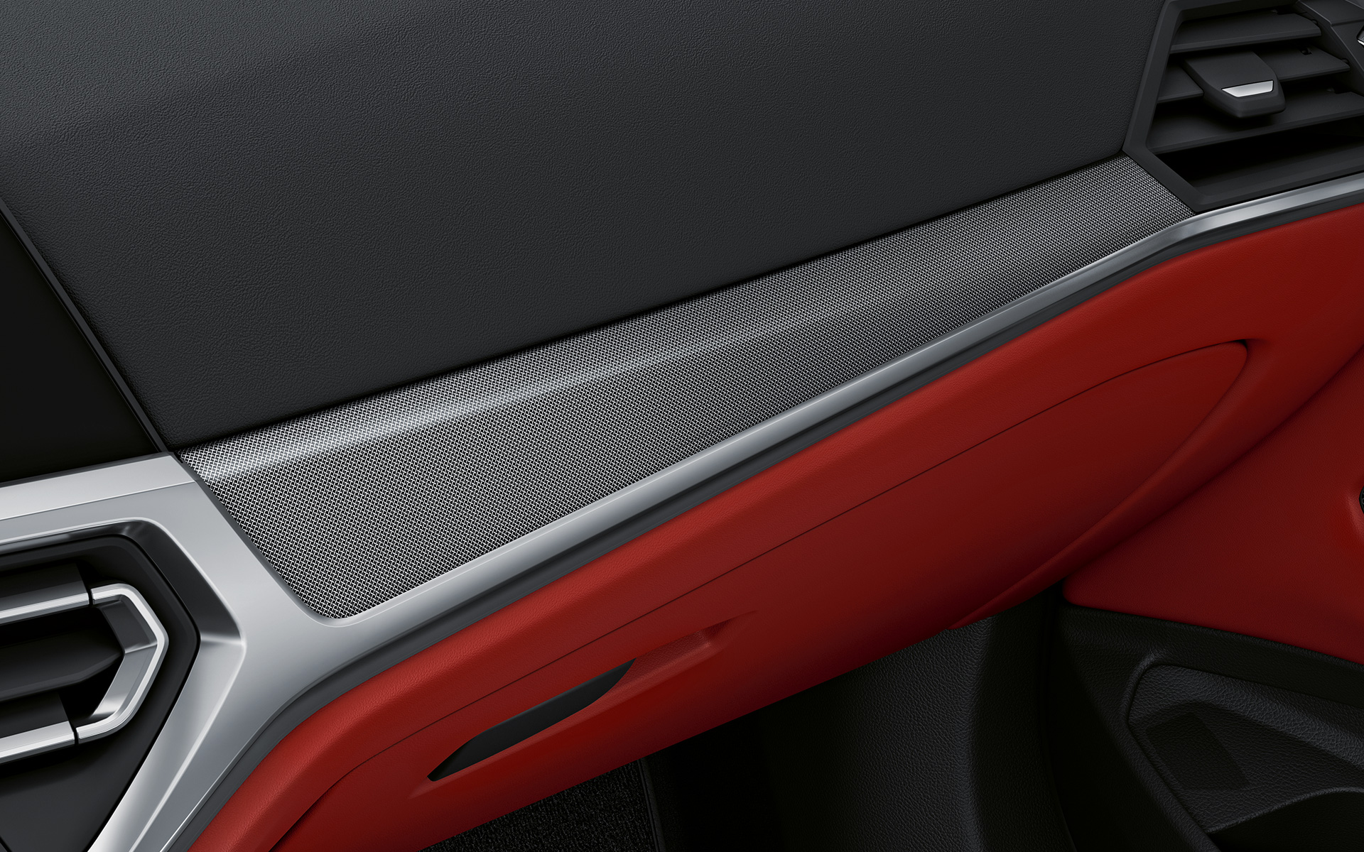 Interieurleisten Aluminium Tetragon mit Akzentleiste Perlglanz Chrom BMW 4er Coupé Individual G22 2020 Innenraum 