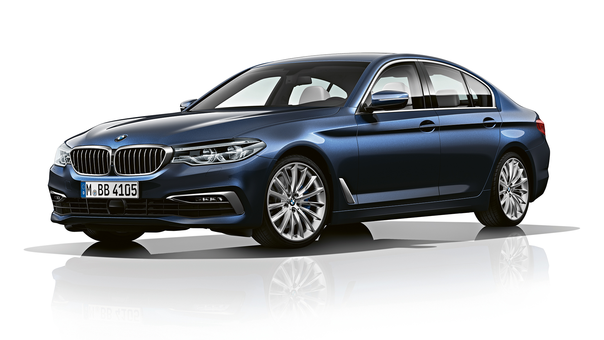 Luxury Line Dreiviertel-Frontansicht BMW 5er Limousine Luxury Line BMW 5er Limousine 540d Limousine G30 Imperialblau Brillanteffekt metallic Dreiviertel-Frontansicht