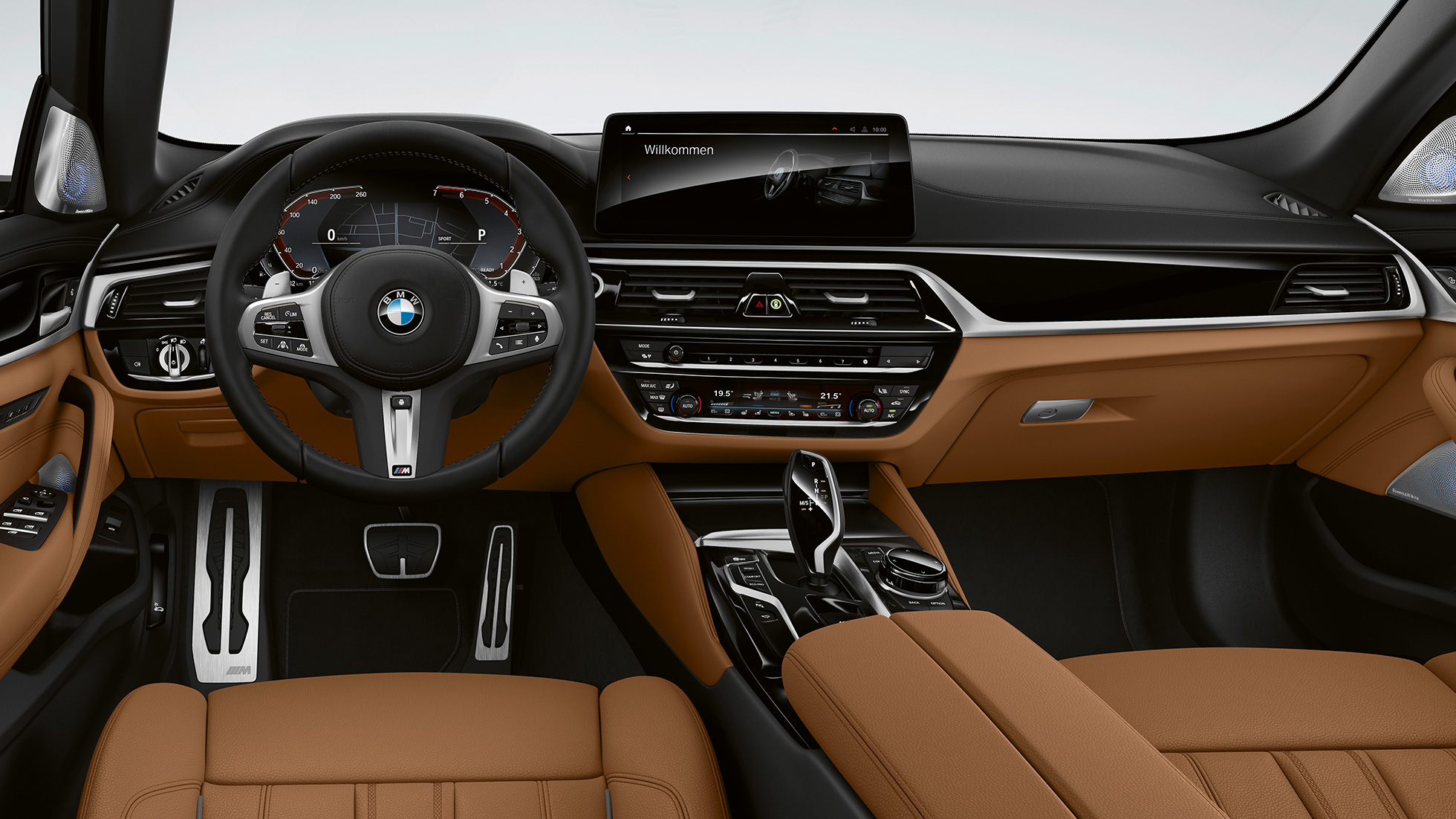 Cockpit BMW 5er Touring G31 M Sportpaket Cockpit BMW 5er Touring 530e G31 2020 M Sportpaket Leder 'Dakota' Cognac Exklusivnaht mit Keder in Kontrast Innenraum