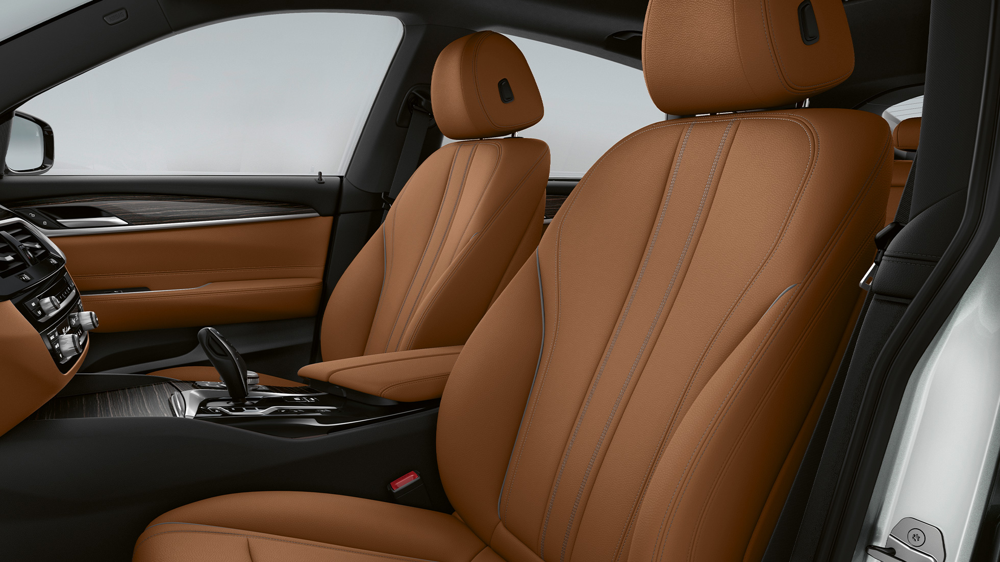 Polsterung BMW 6er Gran Turismo Basisausstattung G32 2020 Polsterung in Leder ‘Dakota’ Cognac/Schwarz BMW 6er Gran Turismo G32 620d 2020 Basisausstattung Innenraum