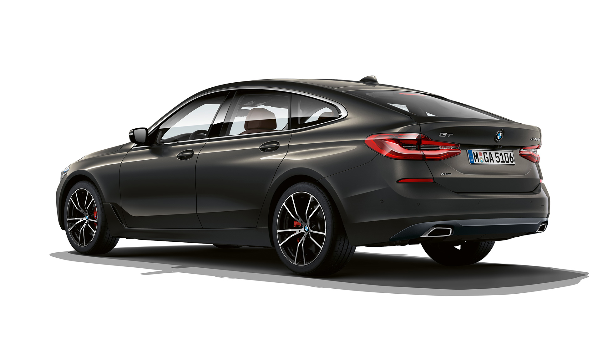 Heck BMW 6er Gran Turismo Luxury Line G32 2020 BMW 6er Gran Turismo G32 640d xDrive 2020 Luxury Line Dravitgrau Dreiviertel-Heckansicht
