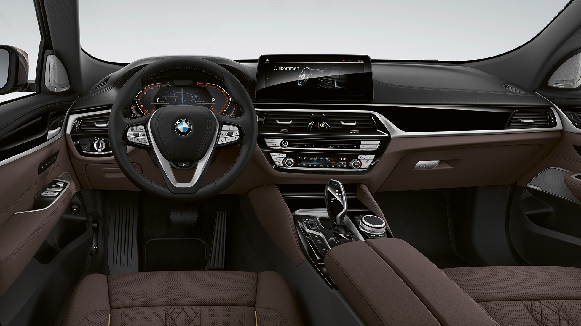Cockpit BMW 6er Gran Turismo Luxury Line G32 2020 BMW 6er Gran Turismo G32 640d xDrive 2020 Luxury Line Exklusivleder ‘Nappa’ Mokka Innenraum