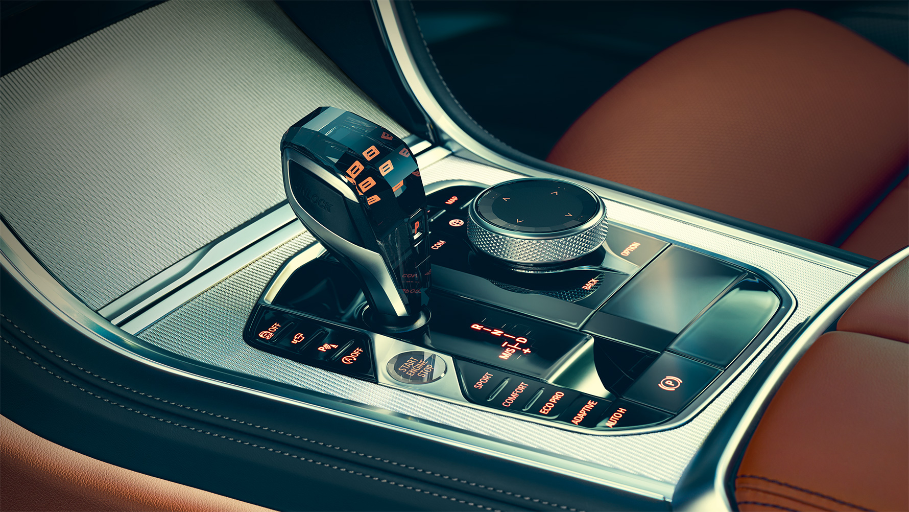 BMW 8er Coupé Glasapllikationen Nahaufnahme der BMW 8er Coupé Glasapllikationen im Innenraum.
