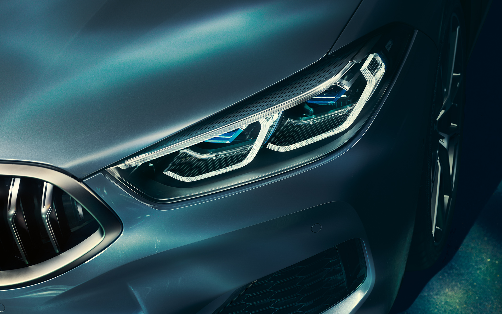 BMW 8er Coupé, Laser-Licht Nahaufnahme des Laser-Lichts des BMW 8er Coupé.
