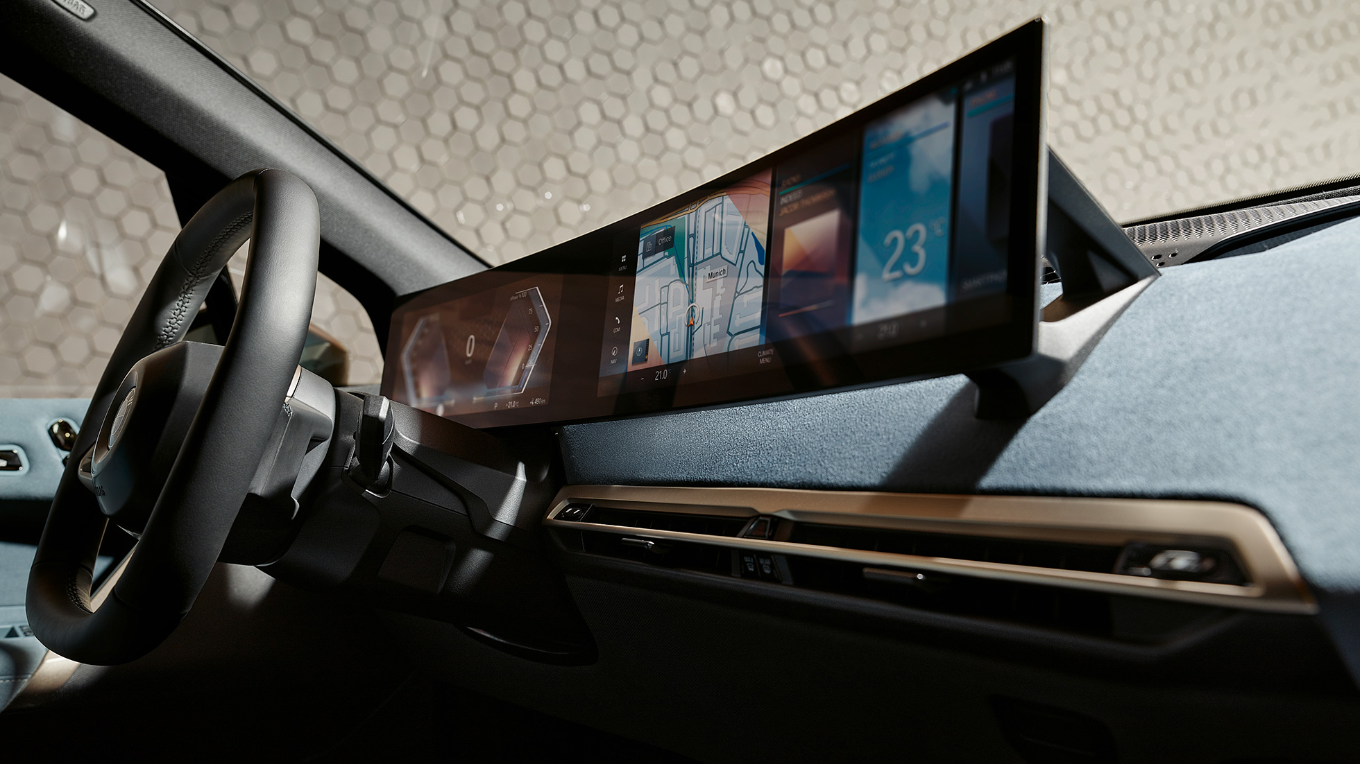BMW iX i20 User Interface Cockpit Stonegrey BMW iX i20 Interieur User Interface iDrive Cockpit Stonegrey