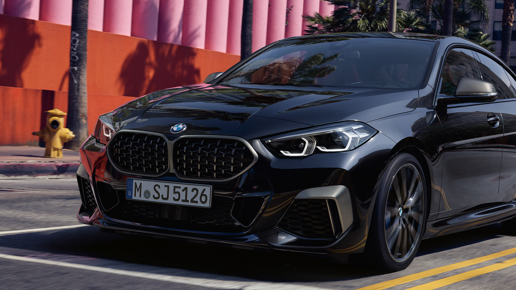 Frontdesign BMW M235i xDrive Gran Coupé Frontdesign BMW M235i xDrive Gran Coupé 2020 Black Sapphire metallic F44 Dreiviertel-Frontansicht