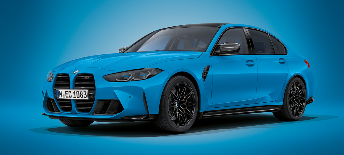 BMW Individual Oxidgrau metallic BMW M3 Limousine G80 2020 BMW M3 Limousine BMW Individual Oxidgrau metallic G80 2020 Dreiviertel-Frontansicht stehend