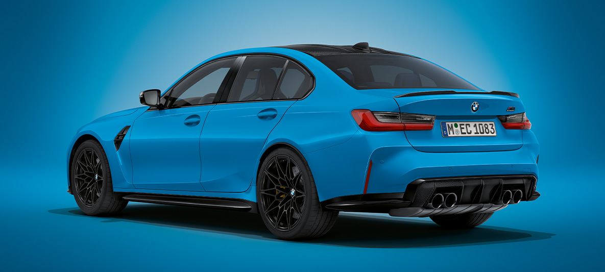 BMW Individual Aventurinrot metallic BMW M3 Limousine G80 2020 BMW M3 Limousine BMW Individual Aventurinrot metallicG80 2020 Dreiviertel-Frontansicht stehend