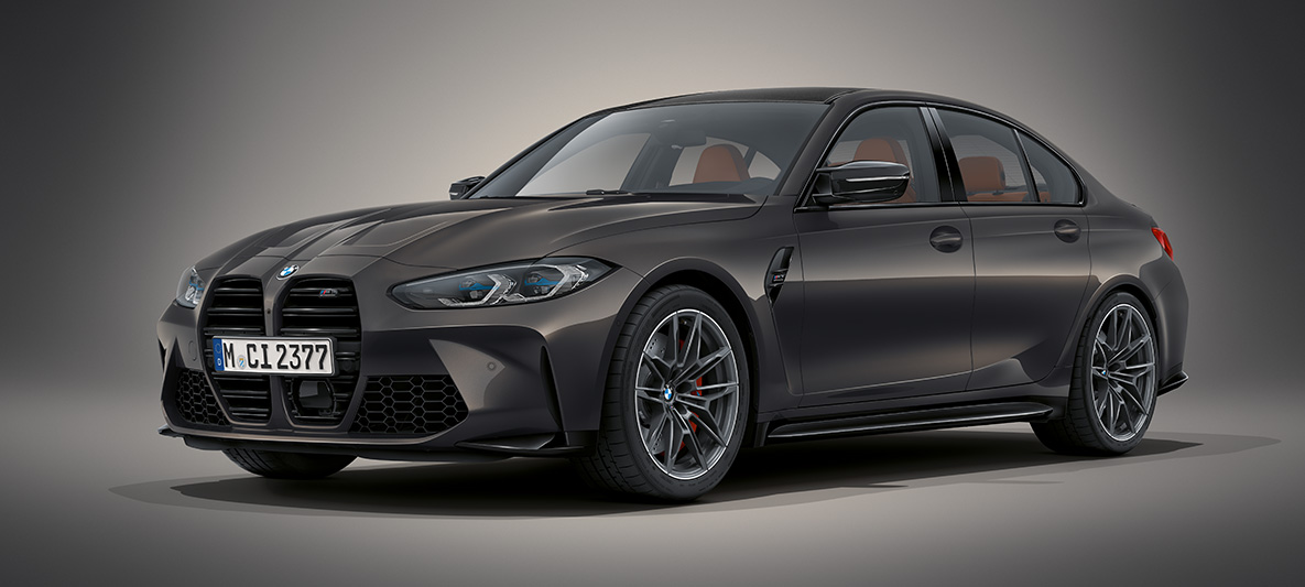 BMW Individual Frozen Portimao Blau metallic BMW M3 Limousine G80 2020 BMW M3 Limousine BMW Individual Frozen Portimao Blau metallic G80 2020 Dreiviertel-Frontansicht stehend