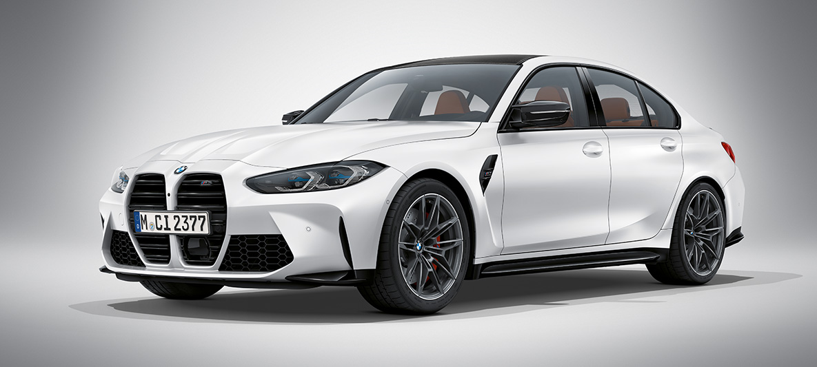 BMW Individual Frozen Orange metallic BMW M3 Limousine G80 2020 BMW M3 Limousine BMW Individual Frozen Orange metallic G80 2020 Dreiviertel-Frontansicht stehend