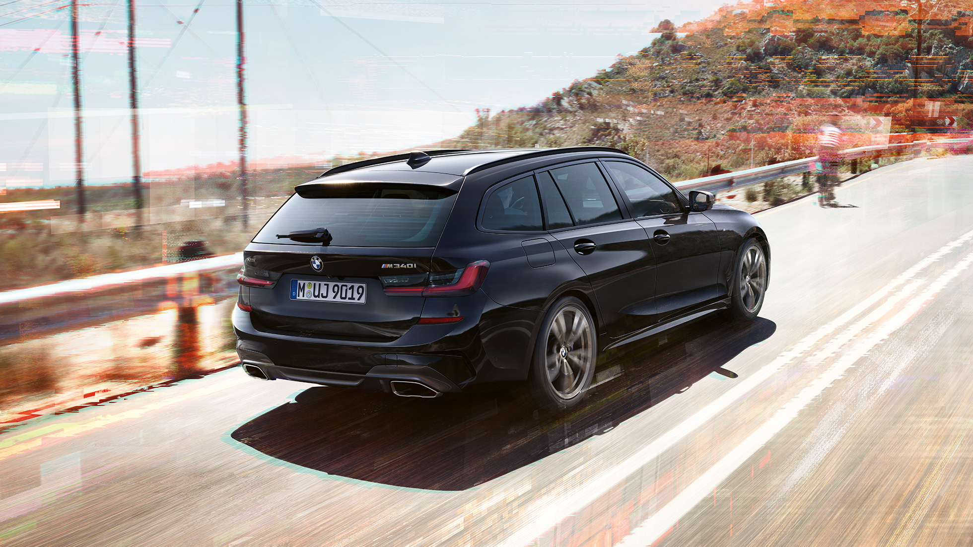 Heckdesign Endrohrblenden BMW M340i xDrive Touring, Heckdesign Endrohrblenden