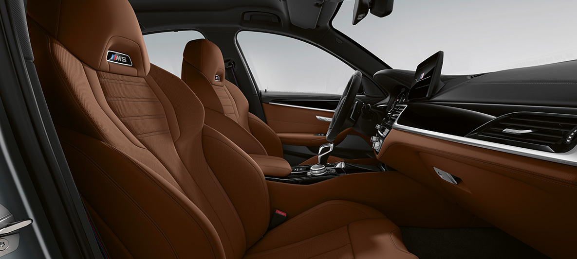 BMW Individual BMW M5 Limousine F90 2020 BMW Individual Volllederausstattung 'Merino' Tartufo/Schwarz BMW Individual BMW M5 Limousine F90 LCI Facelift 2020 BMW Individual Volllederausstattung 'Merino' Tartufo/Schwarz Interieur