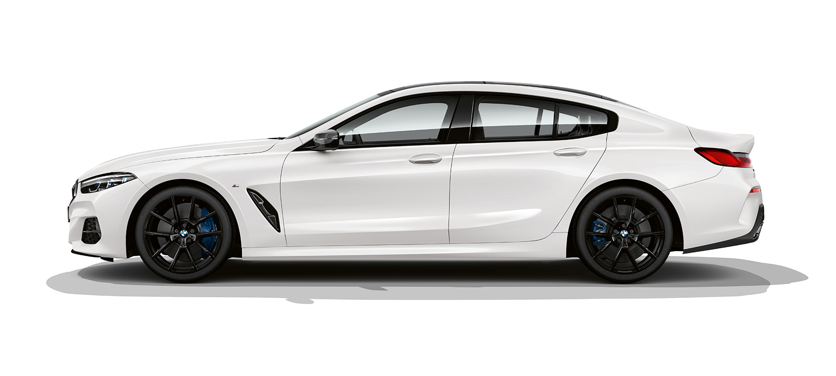 BMW M850i xDrive Gran Coupé Seitenansicht BMW M850i xDrive Gran Coupé G16 2019 BMW Individual Mineralweiß Seitenansicht