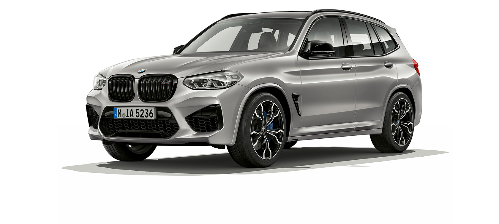 BMW X3 M Competition, Dreiviertel-Frontansicht. BMW X3 M Competition in Donington Grau metallic, Exterieur, Dreiviertel-Frontansicht.