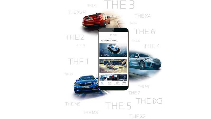 Smartphone mit BMW Kataloge App Smartphone mit BMW Kataloge App