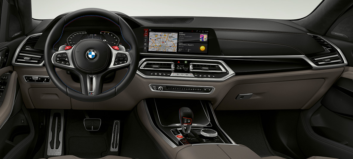 M Lederlenkrad BMW X5 M M Lederlenkrad mit Kontrastnähten BMW X5 M F95 Cockpit
