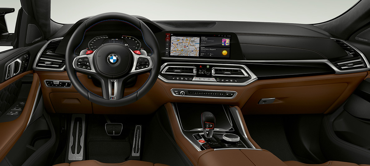 M Lederlenkrad BMW X6 M F96 M Lederlenkrad mit Kontrastnähten BMW X6 M F96 2020 SUV Cockpit
