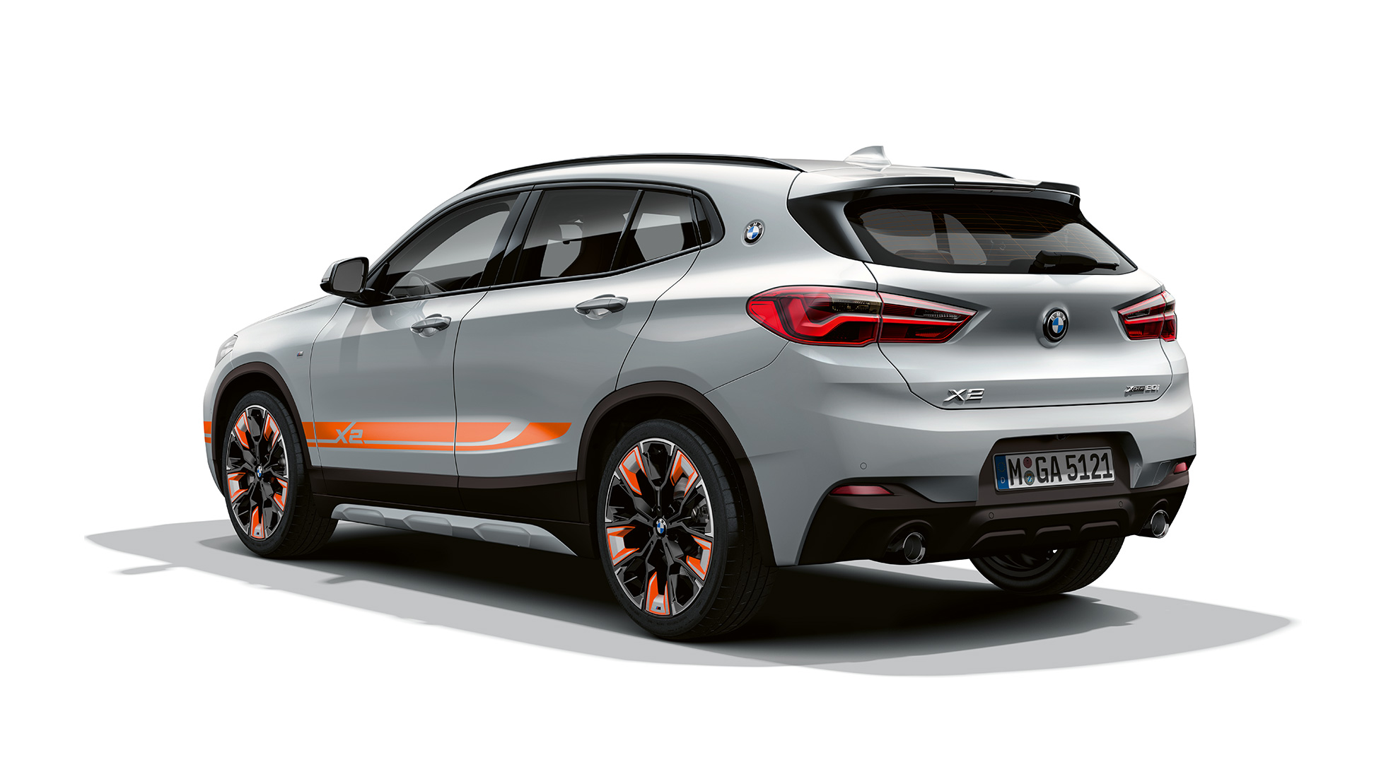 Dreiviertel Heckansicht BMW X2 Modell Edition M Mesh BMW X2 Modell Edition M Mesh 2020 F39 Brooklyn Grau Dreiviertel Heckansicht