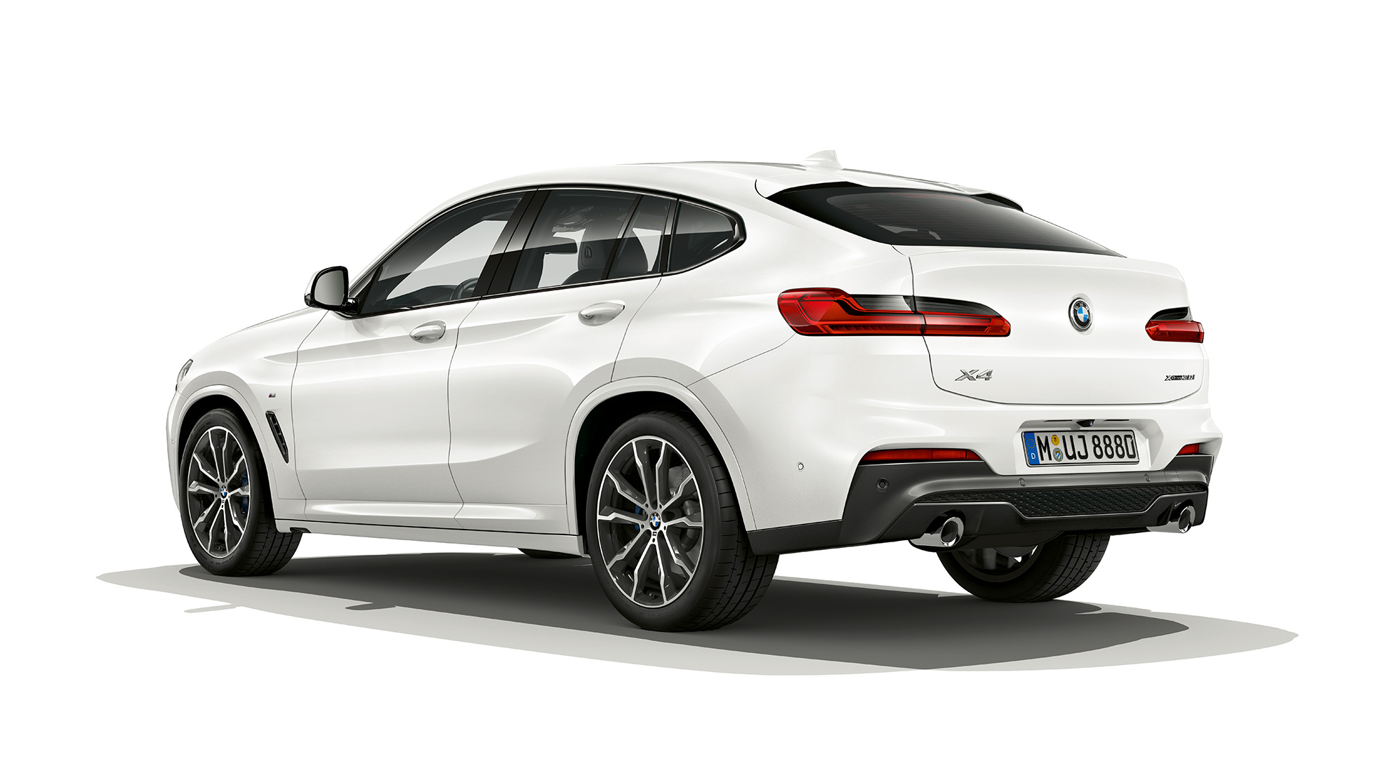 Dreiviertel-Heckansicht BMW X4 Modell M Sport BMW X4 xDrive30i Modell M Sport G02 2018 Alpinweiß Dreiviertel-Heckansicht