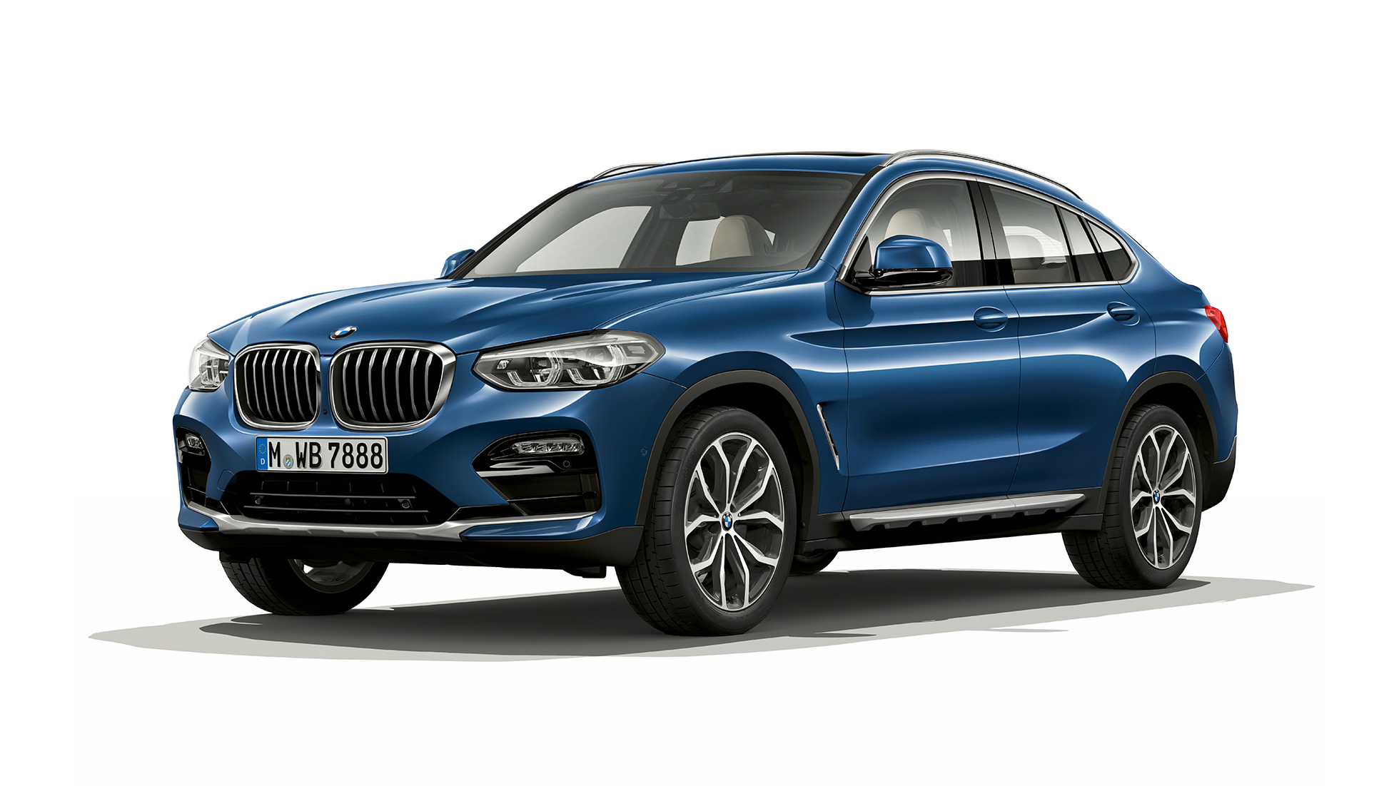 Dreiviertel-Frontansicht BMW X4 Modell xLine BMW X4 xDrive20d Modell xLine G02 2018 Phytonicblau Dreiviertel-Frontansicht