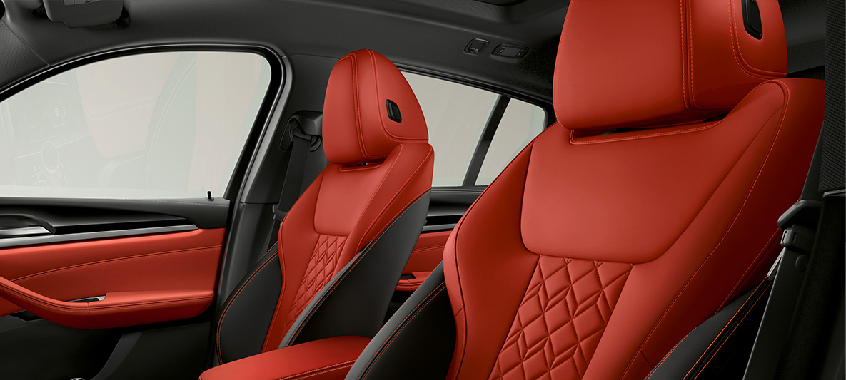 BMW Individual erweiterte Lederausstattung 'Merino' Fionarot/Schwarz BMW X4 BMW Individual erweiterte Lederausstattung 'Merino' Fionarot/Schwarz BMW X4 G02 2018 Interieur