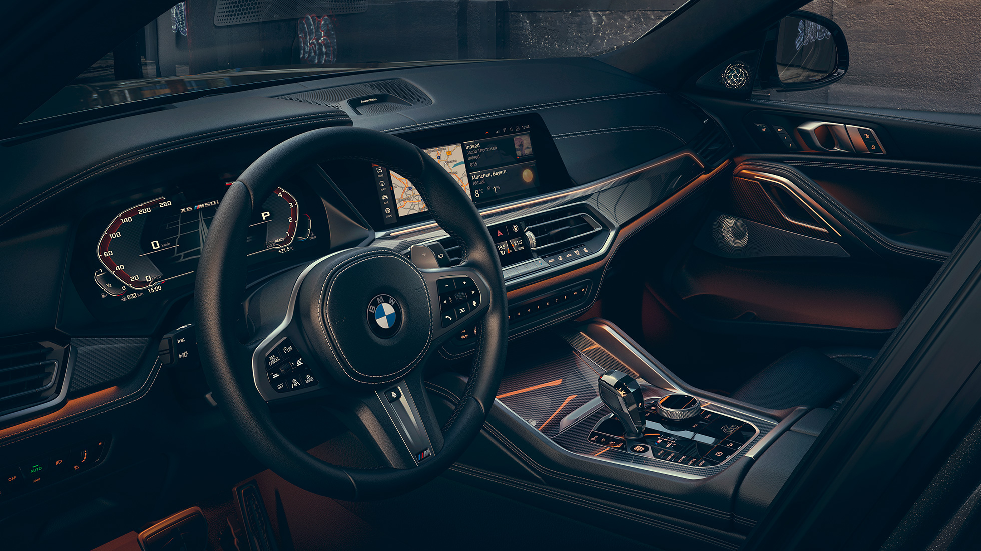 Cockpit mit Blick auf 12,3“ Displays. BMW X6 Cockpit mit Blick auf 12,3“ Displays.