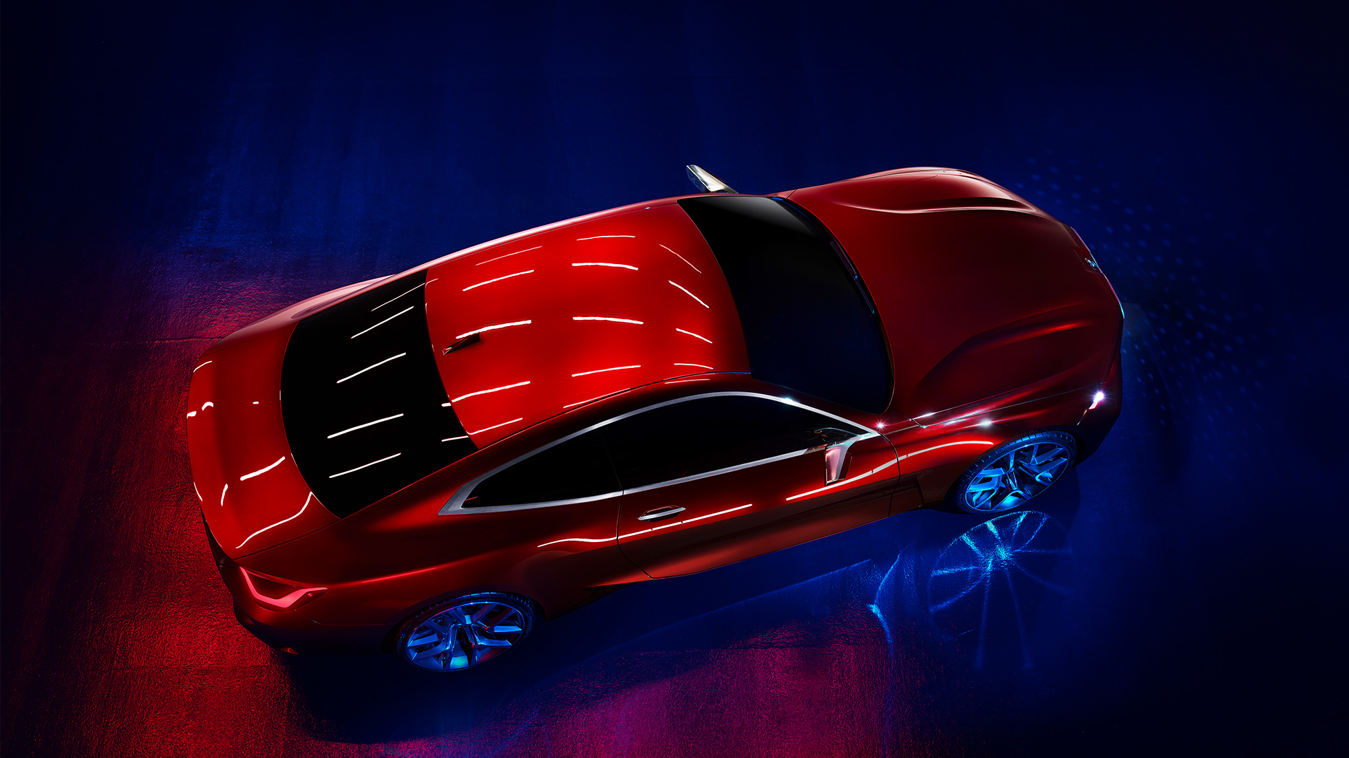 Lackierung Forbidden Red BMW Concept 4 Aufregende Lackierung Forbidden Red BMW Concept 4 Exterieur-Design Vogelperspektive