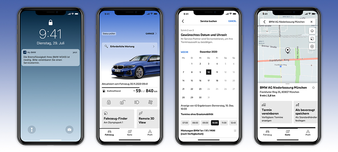 My BMW App Servicebedarf managen Screen auf Smartphone My BMW App Servicebedarf managen Screen auf Smartphone