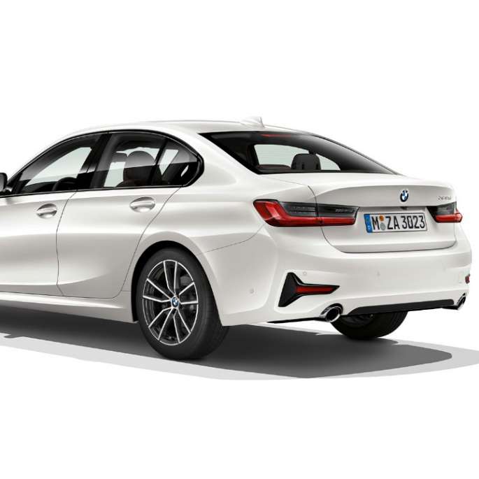 BMW 3er Limousine, Modell Sport Line Heck. Dreiviertel-Heckschuss der BMW 3er Limousine mit der Ausstattung des Modells Sport Line.