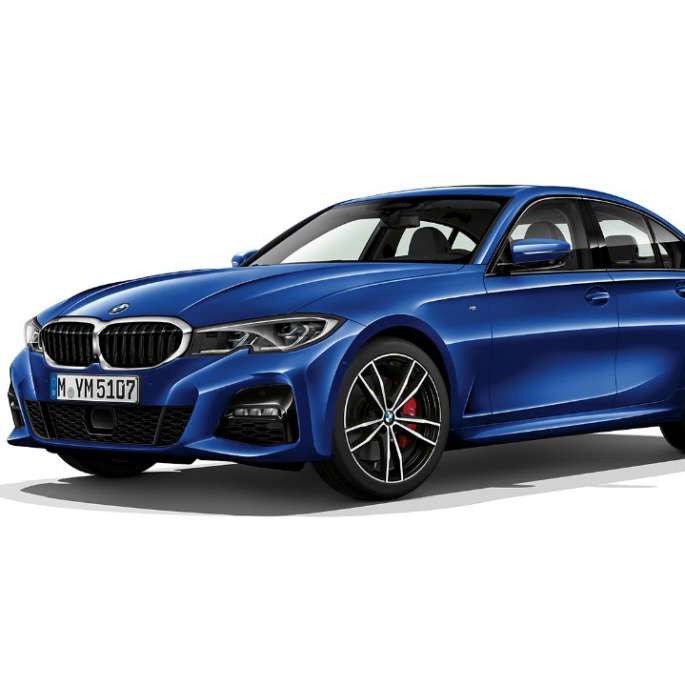 BMW 3er Limousine, Modell M Sport. Seitliche Standaufnahme der BMW 3er Limousine als Modell M Sport.